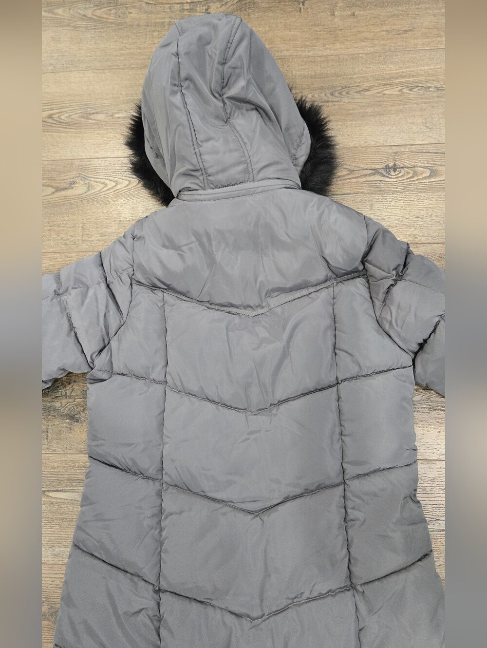 Big Chill | Gray Long Hooded Puffer Coat Size Large - Picture 4 of 13